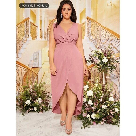 Shein Belle Plus Surplice Neck Tulip Hem New Size 2Xl - Picture 1 of 8